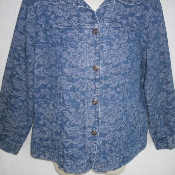 ALLISON DALEY jean jacket Cotton Denim Floral - Picture 2 of 4
